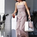 Zoey Deutch in a Plaid Sundress Leaves Joan’s on Third in Studio City