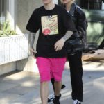 Justin Bieber in a Black Tee Was Seen Out with Hailey Bieber in Beverly Hills