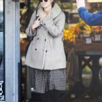 Keira Knightley in a Gray Sheepskin Jacket Goes Grocery Shopping in London