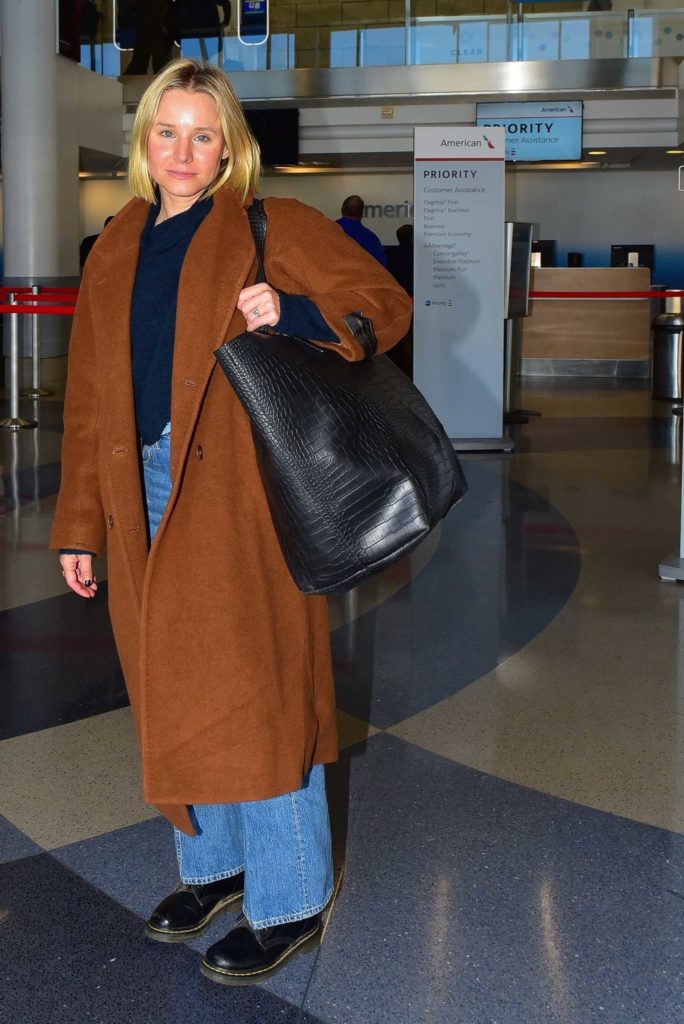 Kristen Bell in a Brown Coat