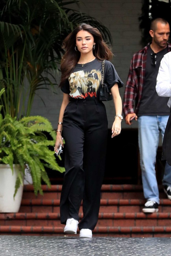 Madison Beer in a Black Tee