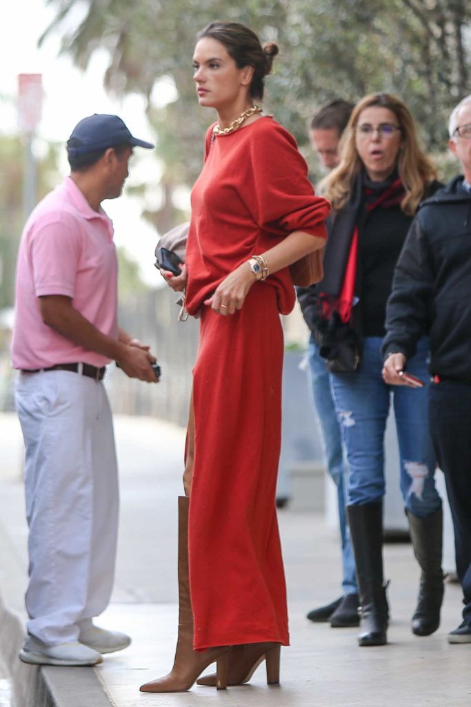 Alessandra Ambrosio in a Red Dress