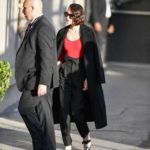 Daisy Ridley in a Black Coat Arrives at the Jimmy Kimmel Live in Los Angeles