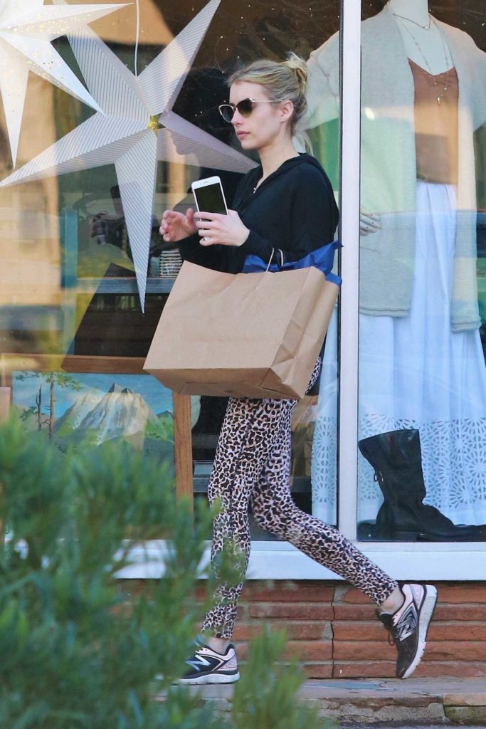 Emma Roberts in a Leopard Print Leggings
