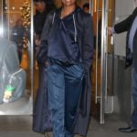 Gabrielle Union in a Black Trench Coat Leaves The New York and Company Office in NYC