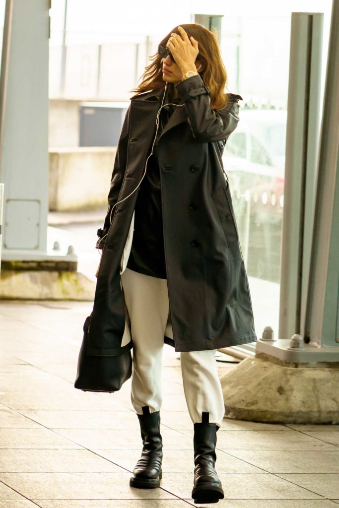 Irina Shayk in a Black Trench Coat