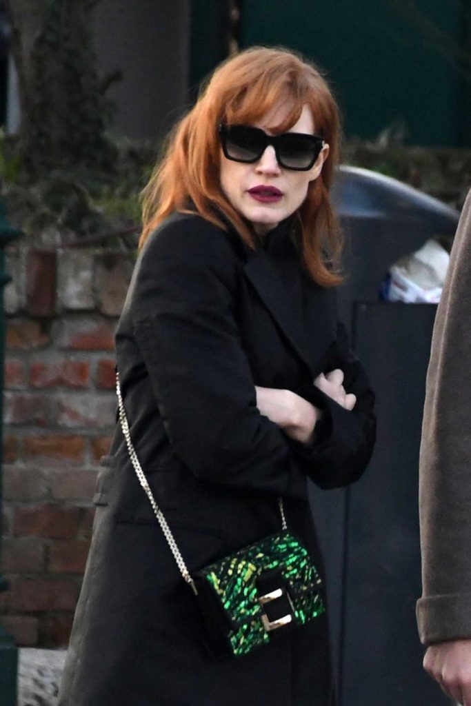 Jessica Chastain in a Black Coat