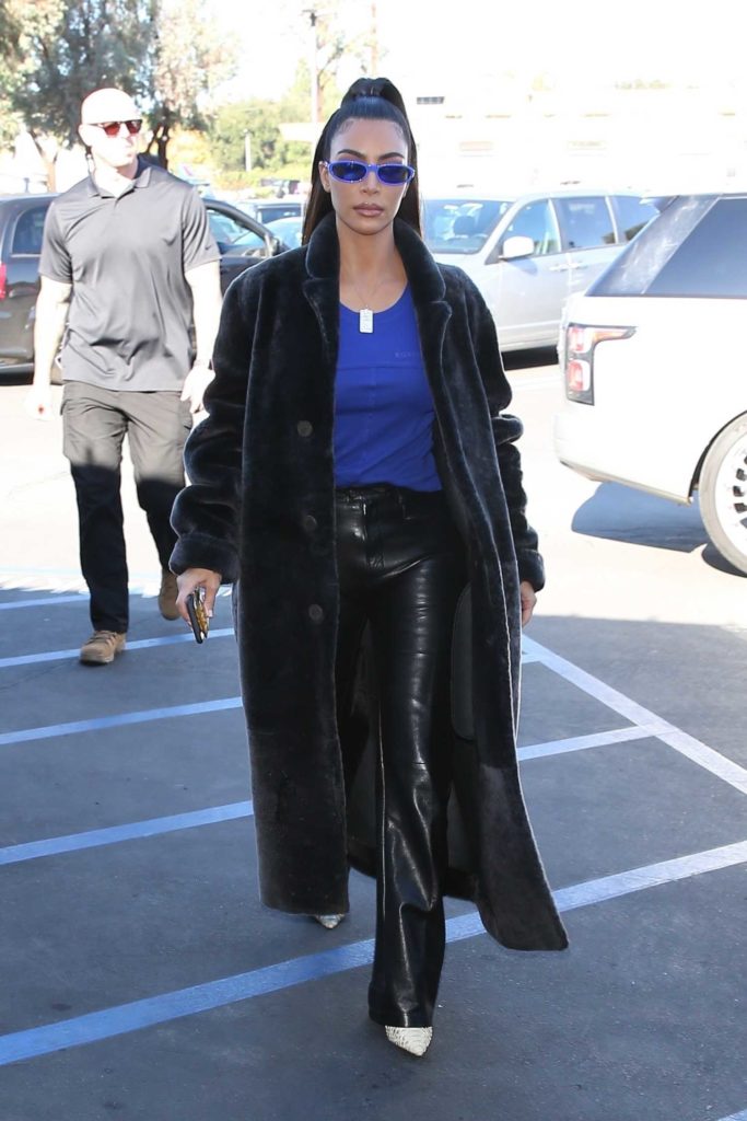 Kim Kardashian in a Black Fur Coat