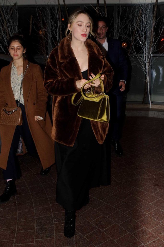 Saoirse Ronan in a Brown Fur Coat