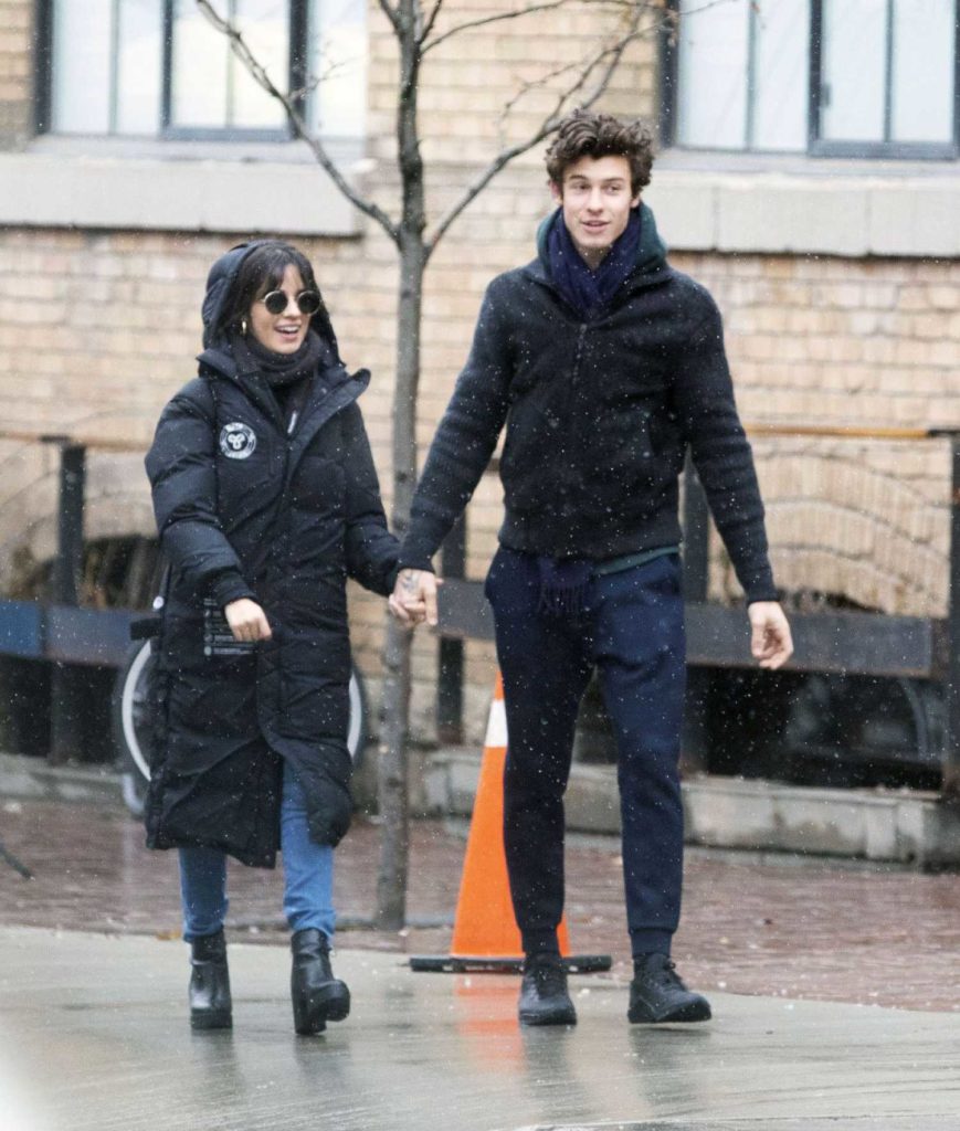 Camila Cabello in a Black Puffer Coat