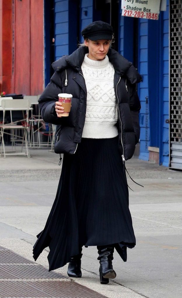 Diane Kruger in a Black Puffer Jacket