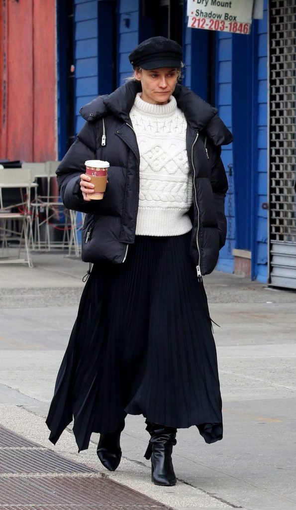 Diane Kruger in a Black Puffer Jacket