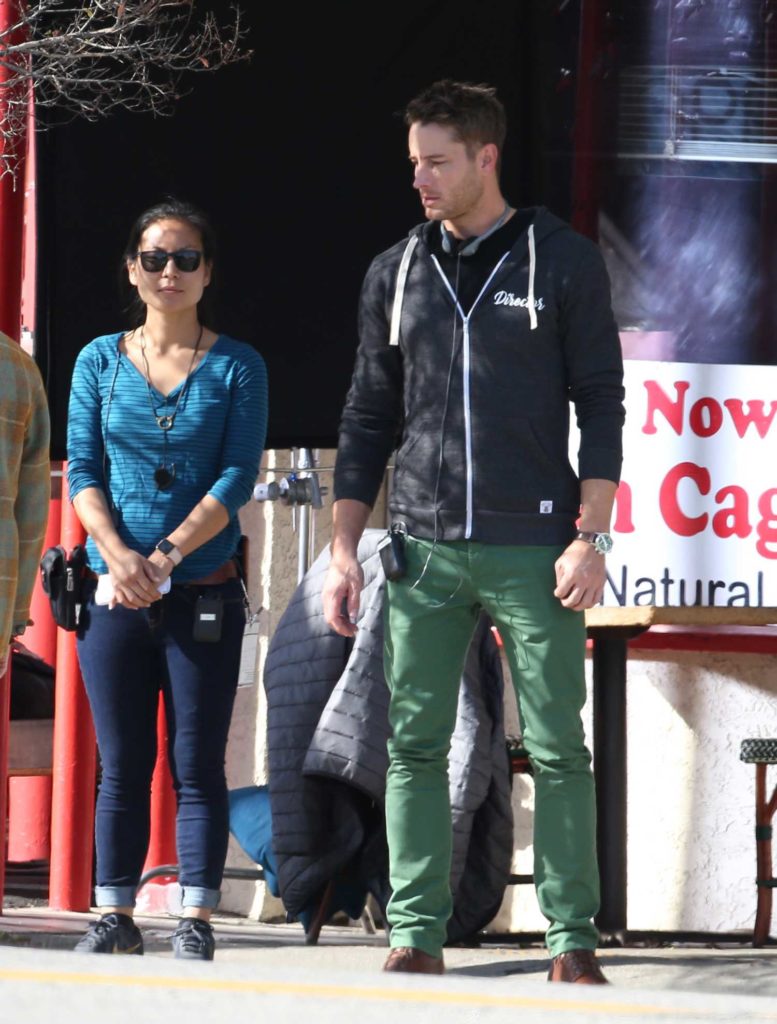 Justin Hartley in a Green Pants