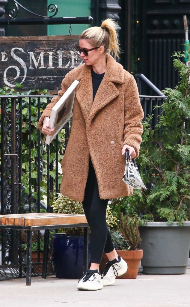 Nicky Hilton in a Beige Coat
