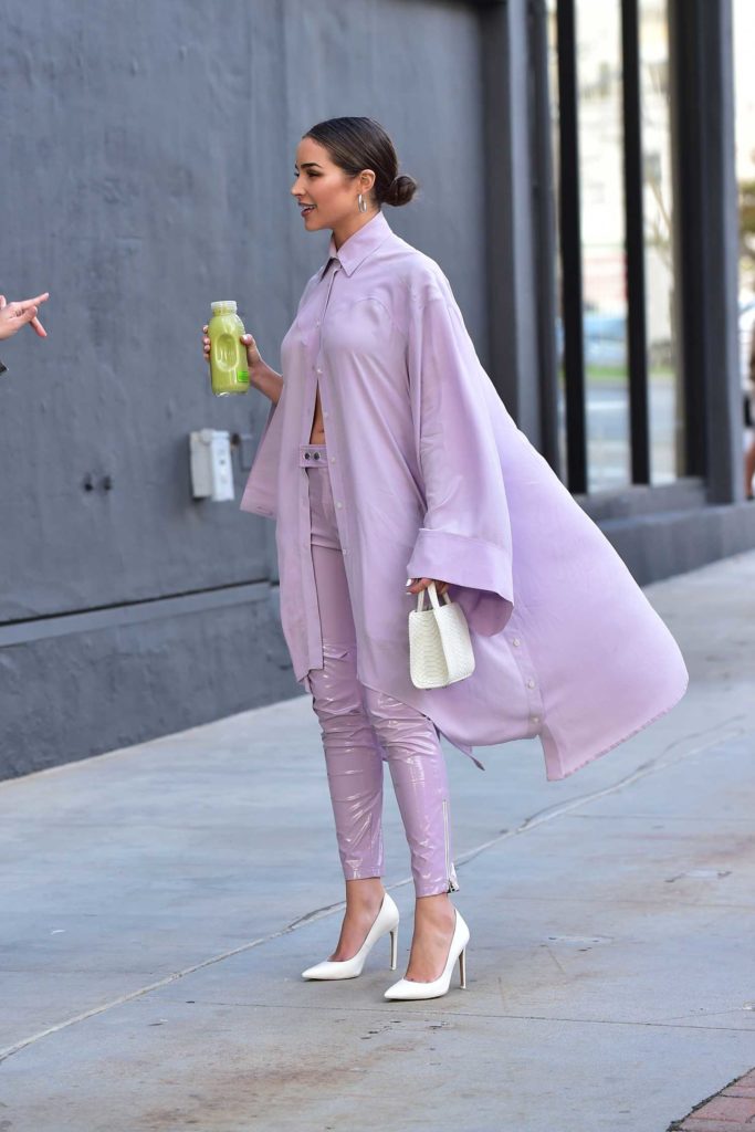 Olivia Culpo in a Purple Suit
