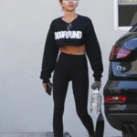 Sarah Hyland in a Black Leggings Arrives for a Pilates Session in Los Angeles
