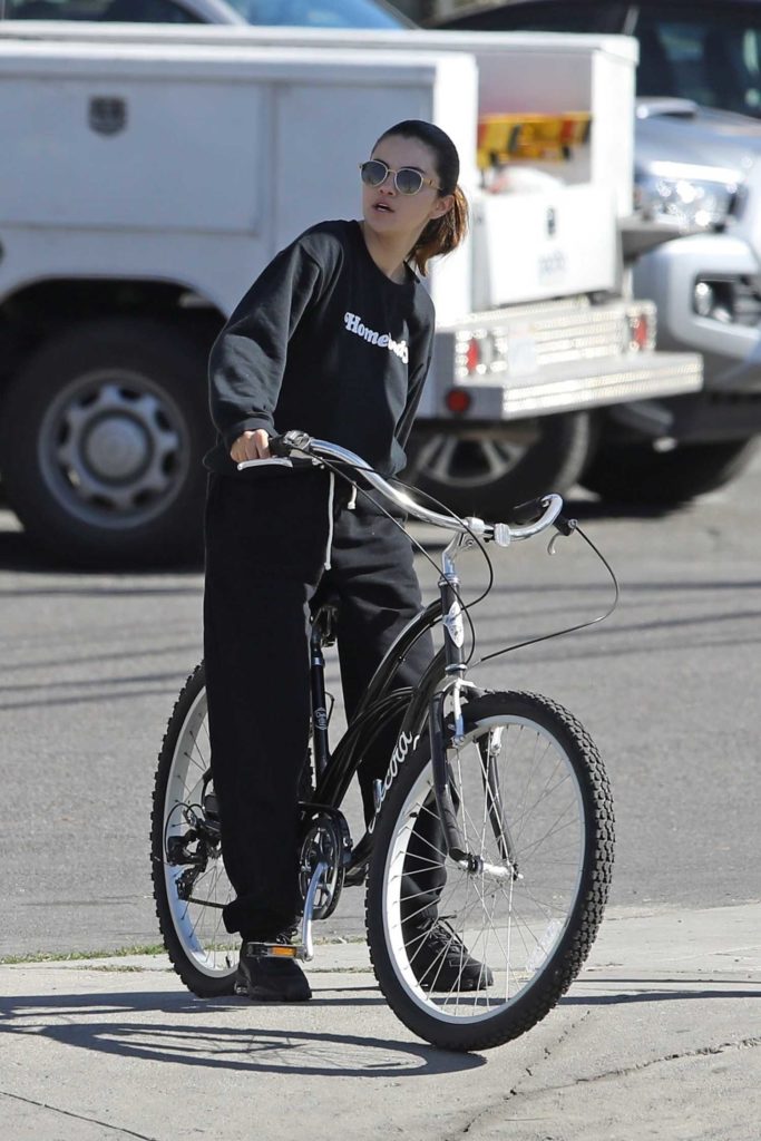 Selena Gomez in a Black Sweatsuit