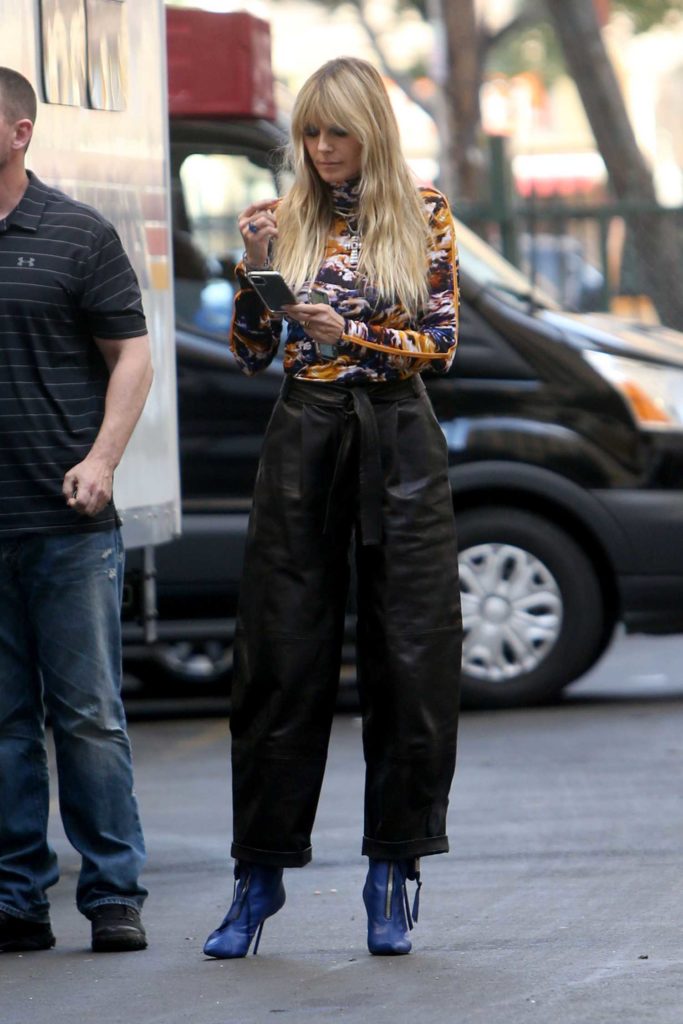 Heidi Klum in a Black Leather Pants