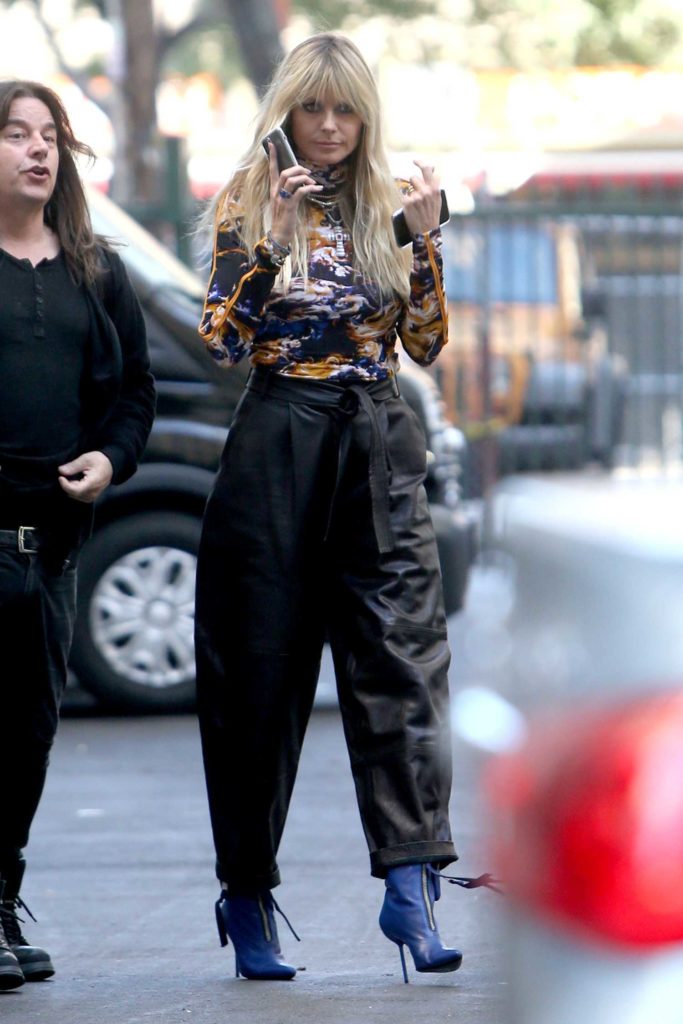 Heidi Klum in a Black Leather Pants