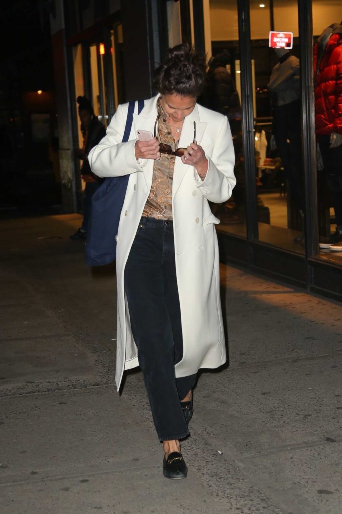 Katie Holmes in a White Coat