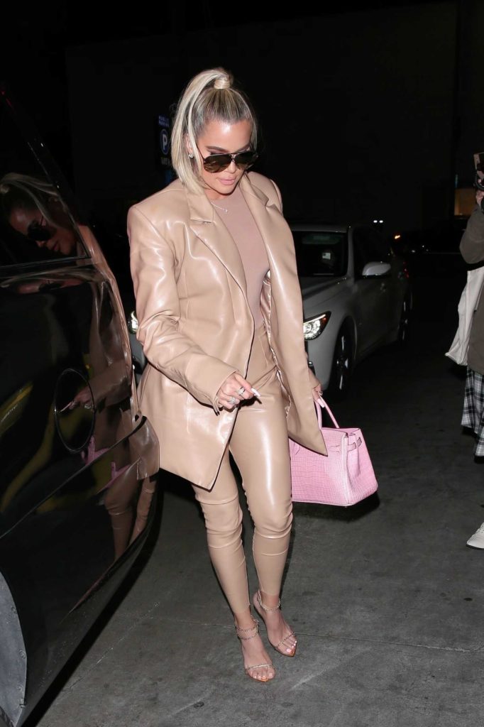 Khloe Kardashian in a Beige Suit
