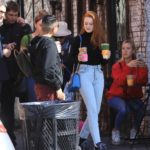 Madelaine Petsch in a Blue Jeans Was Seen Out with Friends at Alfred Coffee in LA