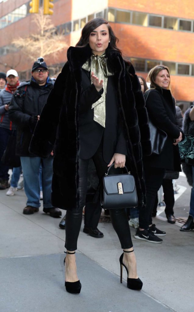 Sofia Carson in a Black Fur Coat Was Seen Out in New York City – Celeb ...