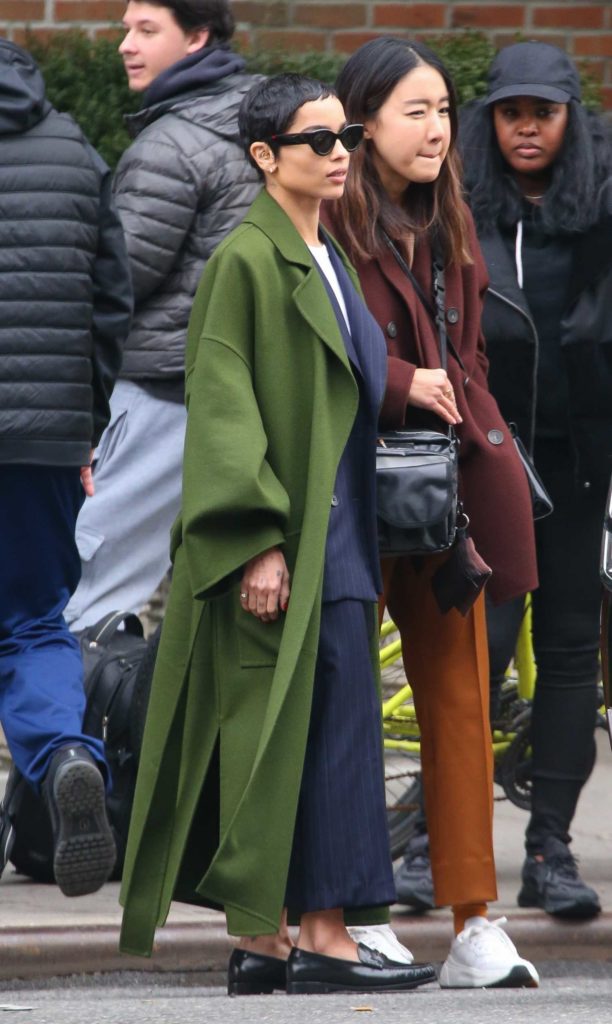 Zoe Kravitz in a Long Green Coat