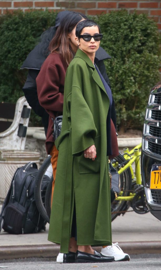 Zoe Kravitz in a Long Green Coat
