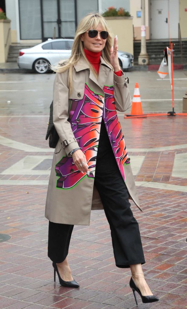 Heidi Klum in a Beige Trench Coat