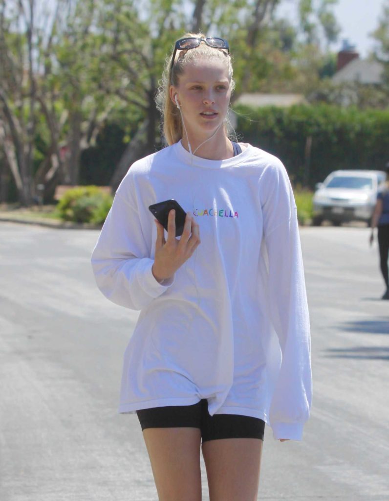 Abby Champion in a White Sweatshirt