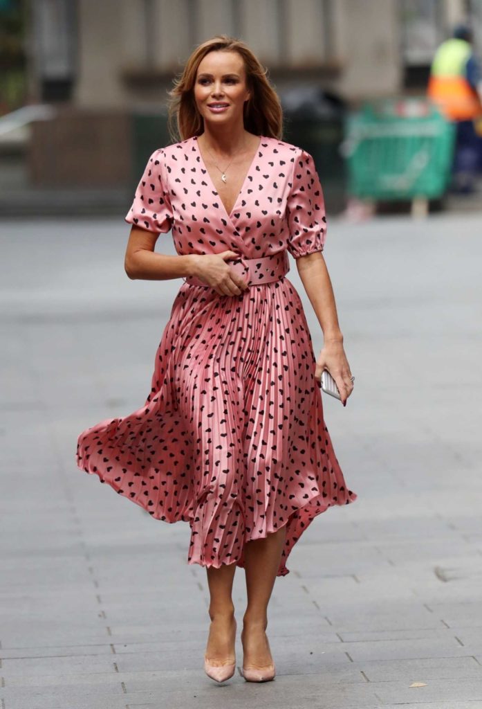 Amanda Holden in a Pink Heart Print Dress
