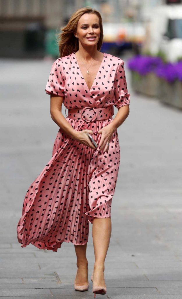 Amanda Holden in a Pink Heart Print Dress