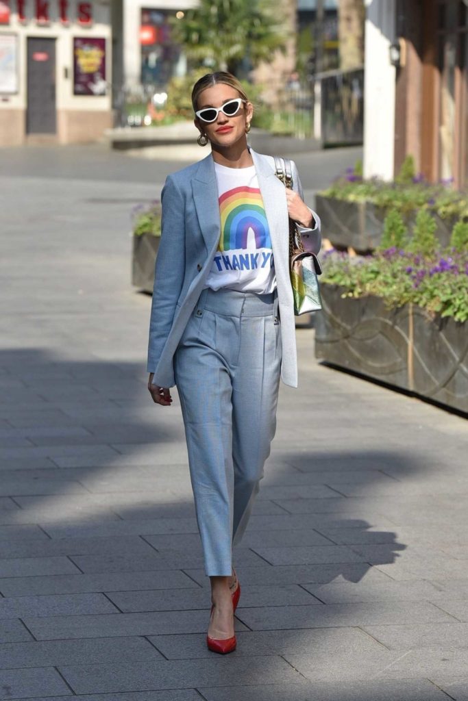 Ashley Roberts in a Gray Suit