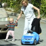 Diane Kruger in a White Tee Walks Out with Her Daughter in Los Angeles