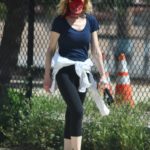Kyra Sedgwick in a Blue Tee Was Seen Out with a Friend in Silverlake