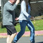 Madeleine Stowe in a Light Blue Long Sleeves T-Shirt Was Seen Out in Pacific Palisades