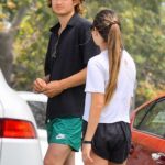 Maika Monroe in a White Tee Was Seen Out with  Joe Keery in Santa Monica