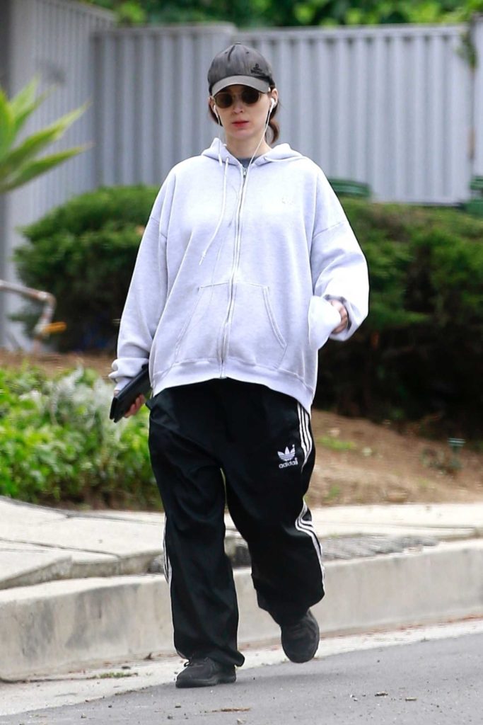 Rooney Mara in a Black Adidas Track Pants