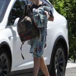 Ruby Rose in a Gray Tee Arrives at a Friend’s Place in Los Angeles