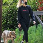 Teresa Palmer in a Black Sneakers Walks Her Dog in Los Feliz