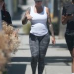 Amber Rose in a White Tank Top Walks Out with a Friend in Studio City