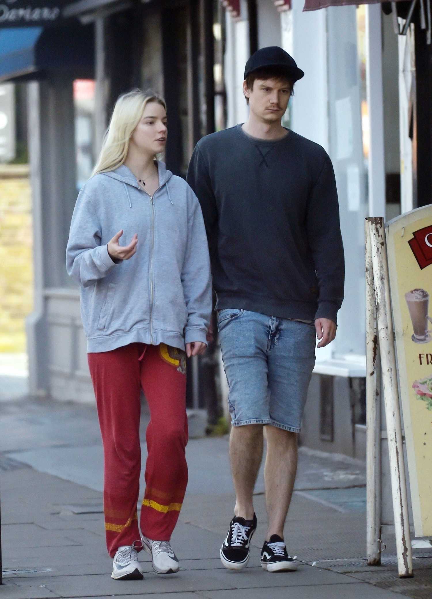 Anya TaylorJoy in a Gray Hoody Was Seen Out with Her