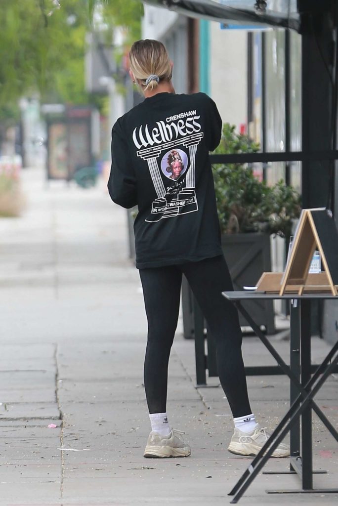 Hailey Bieber in a Black Sweatshirt