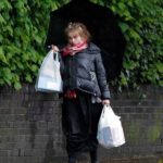 Helena Bonham Carter Was Seen During the Rainy Weather in North London