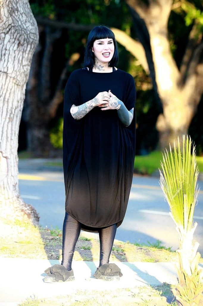 Kat Von D in a Black Dress