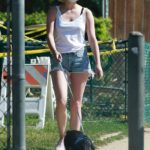 Lili Reinhart in a White Tank Top Walks Her Dog in Los Angeles