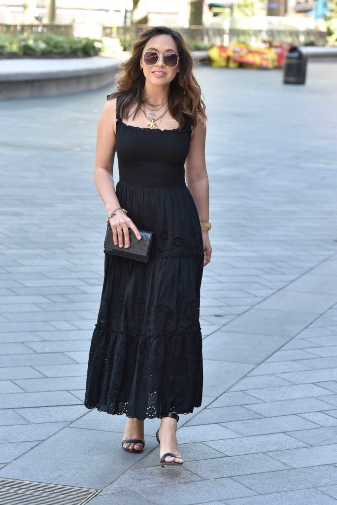 Myleene Klass in a Black Long Dress