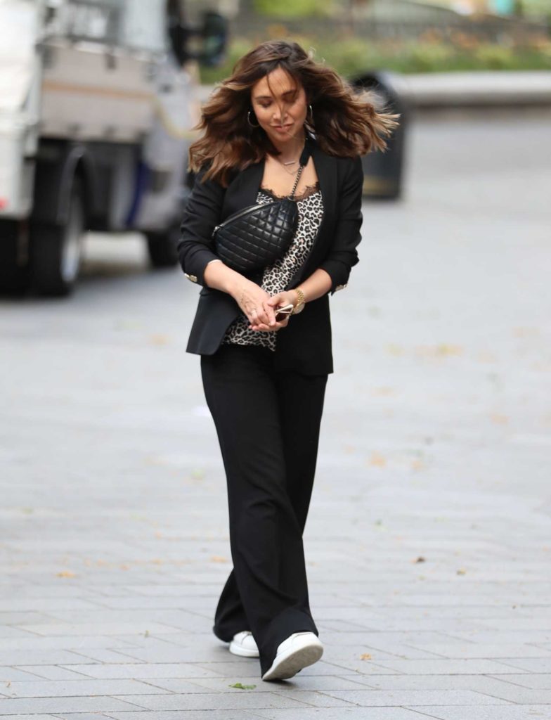 Myleene Klass in a Black Trouser Suit