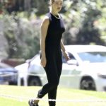 Rosie Huntington-Whiteley in a Black Top Was Seen at the Park in Los Angeles
